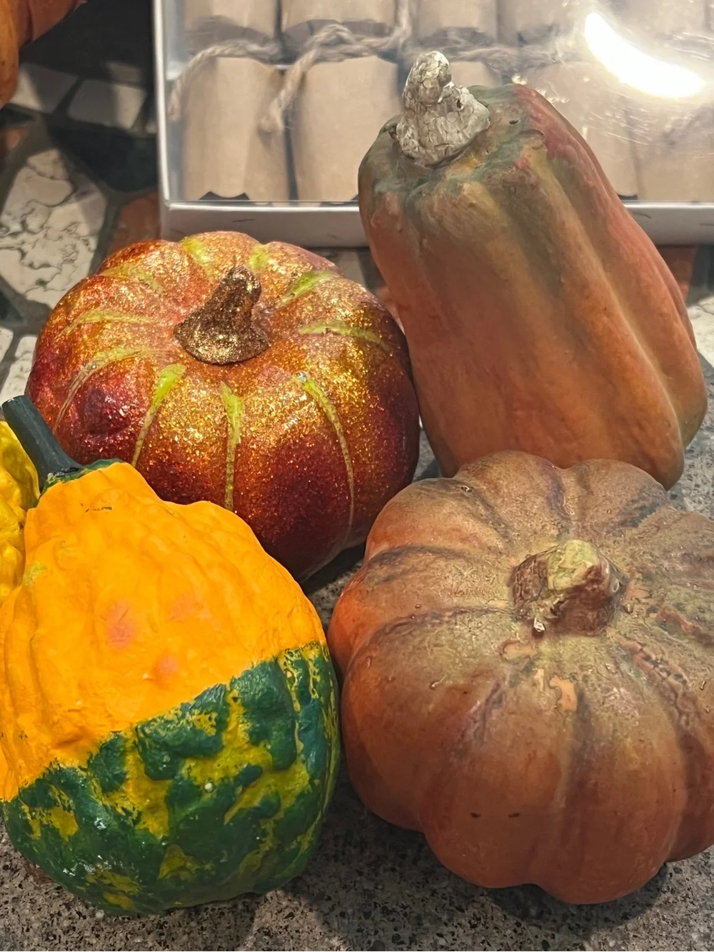 Fall Pumpkin Basket, Thanksgiving Crackers & Faux Gourds